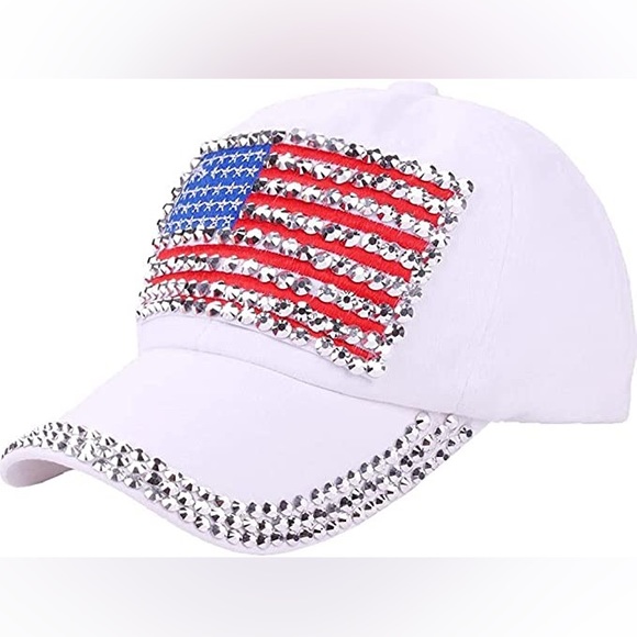 🇺🇸USA Bright & Bursting With Bling American Flag Adjustable Hat! - Picture 6 of 9